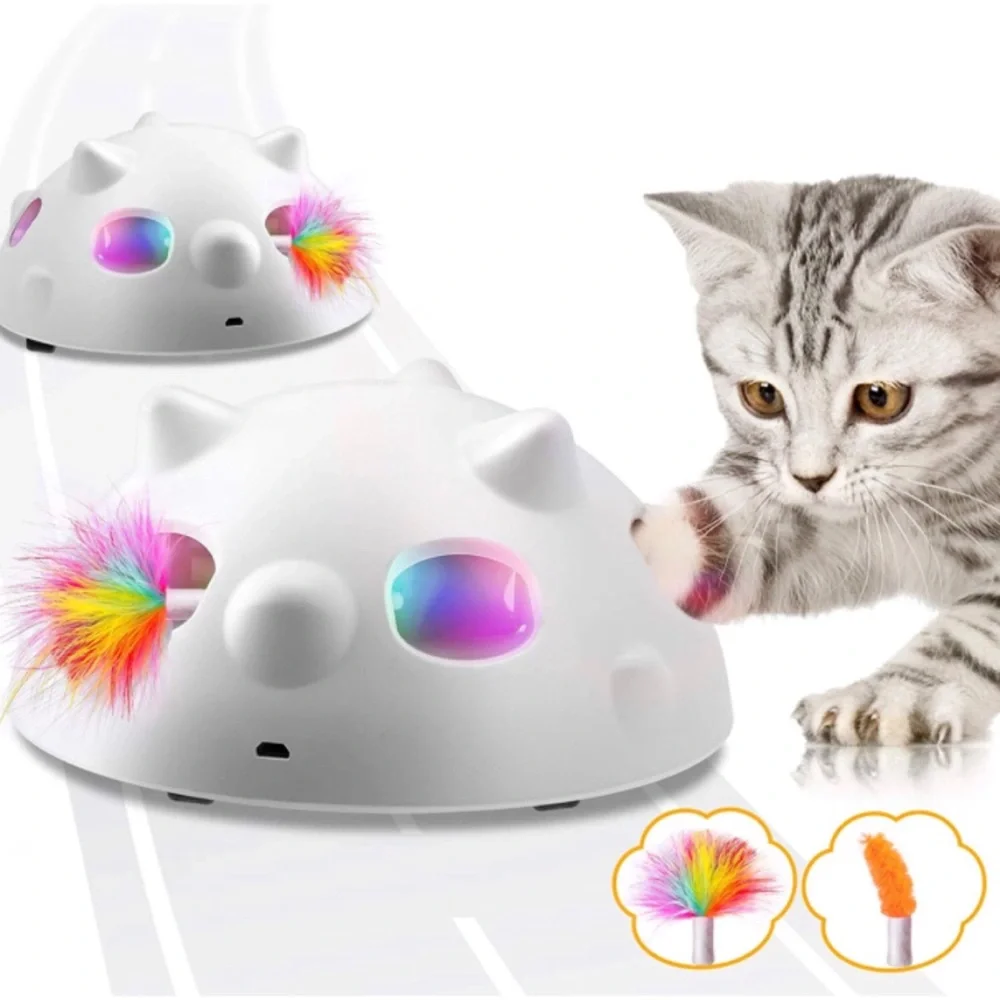 Peek-A-Boo Interactive Robotic Electronic Indoor Self Rolling Cat Feather Toy